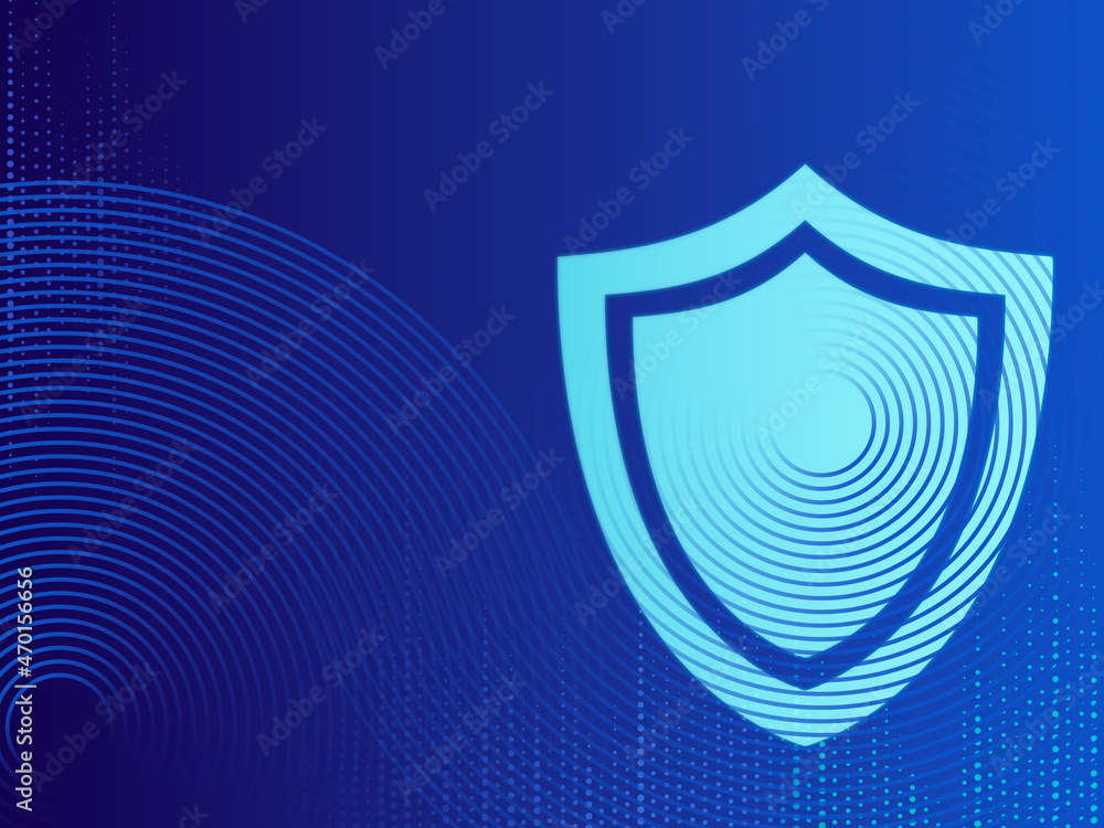 Poster 2d rendering cloud computing, security lock and shield