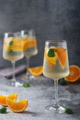 Glasses with traditional Hungarian drink spritz - mix of wine and mineral water