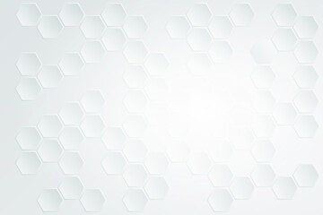 Abstract white hexagon background with shadow. Hex object space for create Cover or Banner in world wide web. 
