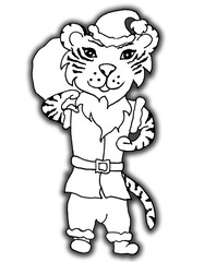 Graphic tiger as Santa Claus