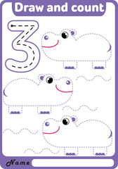 Preschool Fine Motor Worksheet - Dotted Lines. Learn to write and count. Trace sheet. Illustration and vector outline - A4 paper, ready for printing. Workbook for kids handwriting repeat.