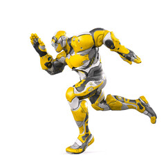 future soldier is running fast in white background
