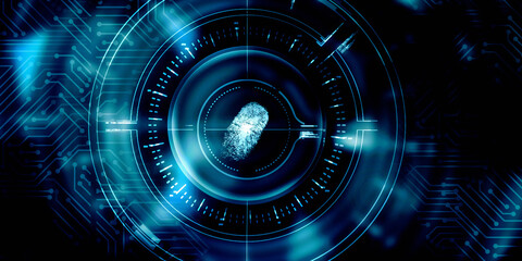 Fingerprint Scanning Technology Concept 2d Illustration
