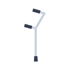 Metal crutch. Disabled person stick. Rehabilitation after injury. Problems with walking. Flat design