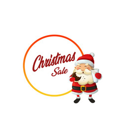 Fototapeta na wymiar Round christmas frame sale with santa clause bringing milk