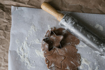 Cooking gingerbread cookies. Seasonal traditional pastries