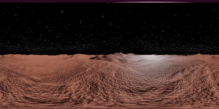 3d illustration, 3D rendering. 360 VR View planet panoramic landscape environment from mars.
