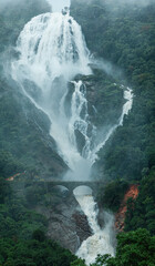 dudhsagar waterfall india goa - obrazy, fototapety, plakaty