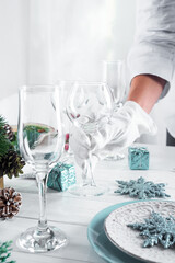 Table served for Christmas dinner