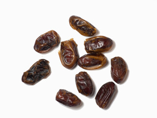 Dates on a white background. Delicious dried fruits.