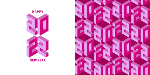 Holiday seamless pattern with numbers 2022