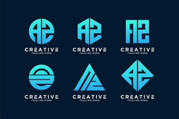 set of icon logo of AZ letter design logo