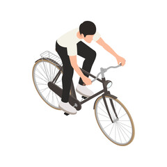 Fototapeta na wymiar Guy Riding Bicycle Composition