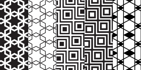 Seamless abstract geometric pattern background in black and white color