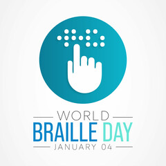 World Braille day is observed every year on January 4. Vector illustration