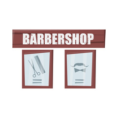 Fototapeta premium Barbershop Signboard Flat Composition