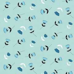 Blue delicate floral design pattern 