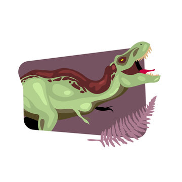 green t-rex roaring on purple background clip art preview