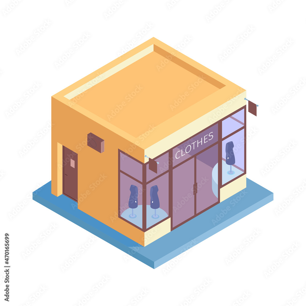 Canvas Prints Clothes Shop Isometric Composition