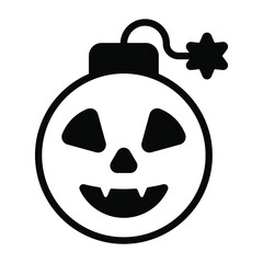 Halloween, bomb vector black filled outline icon.