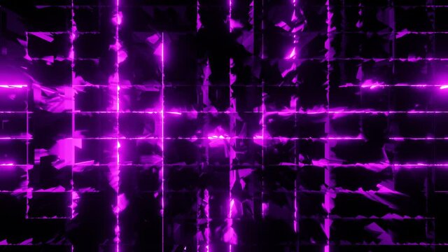 Glowing spark neon purple background kaleidoscope. Abstract Vj Flickering seamless VJ neon HD.