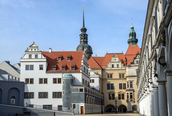 Obraz premium View of Stallhof toward Chancellery Building and George Gate, Dresden.