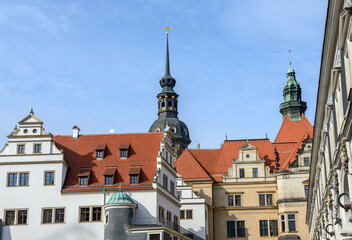 Obraz premium View of Stallhof toward Chancellery Building and George Gate, Dresden.
