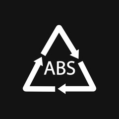Plastic recycle symbol ABS 9 vector black icon. Plastic recycling code ABS.