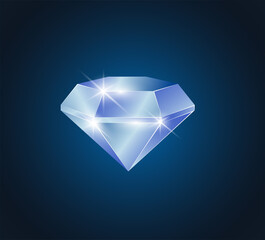 Diamond isolated on white vector illustration.Diamond. Jewelry, gem, luxury and rich symbol, illustration or background