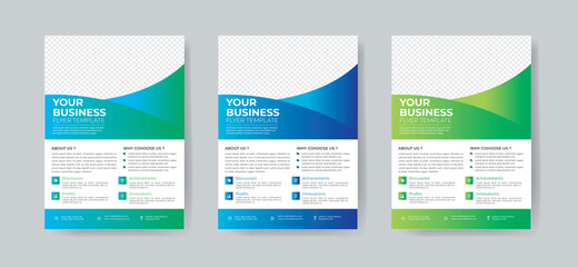 Corporate Business Flyer Template Layout with 3 Colorful Accents and Grayscale Image Masks