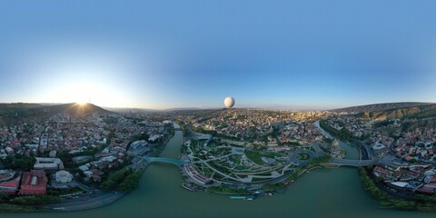 Tbilisi, Georgia - October 21, 2021: 360 panorama of the city