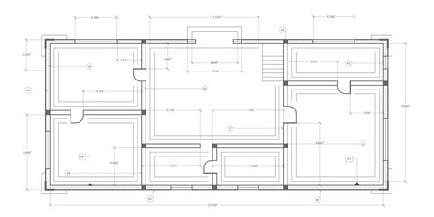 House plan project .Technical drawing background.Engineering design .Vector illustration .