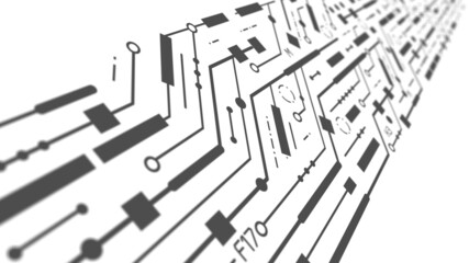 Technological background .Technical drawing of the future .Electronic circuit board .Chip, 3D illustration.