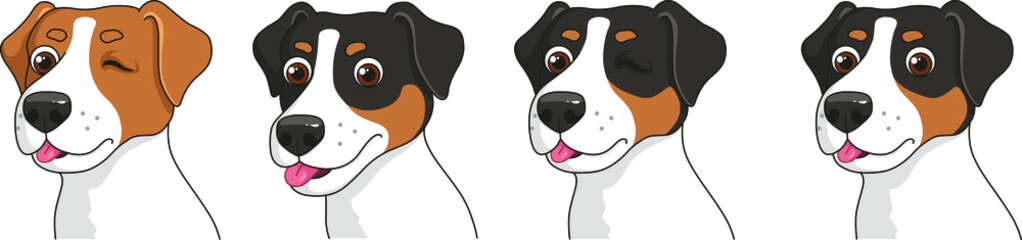 Jack russel terrier dog puppy stickers vector illustration - obrazy, fototapety, plakaty