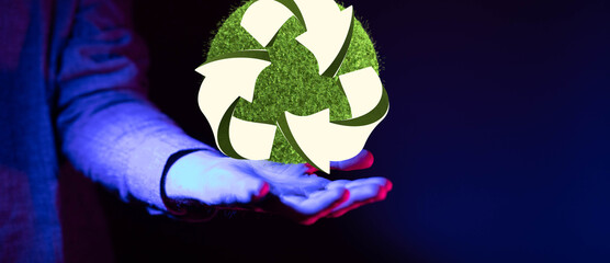 volumetric green recycling sign 3d