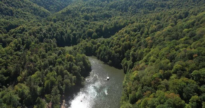 Lake parz in Armenia in summer. Dilijan National Park. Aerial view.	
