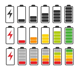 vector battery recharge symbol set