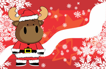 Fototapeta premium cute kawaii moose character cartoon xmas background illustration in vector format