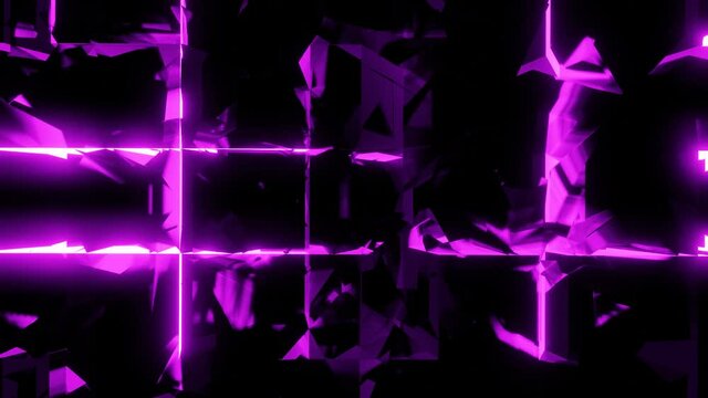 Purple glowing moving spark kaleidoscope. Abstract Vj Flickering Lights HD.