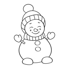 Coloring page with cute snowman