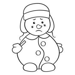 Coloring page with cute snowman
