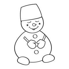 Coloring page with cute snowman