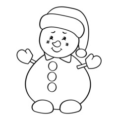 Coloring page with cute snowman