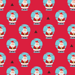 Seamless pattern cartoon santa claus holding a gift