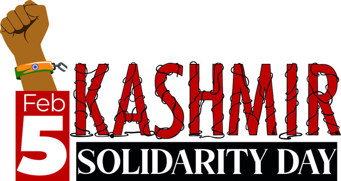 Kashmir Solidarity Day logo design 5 Feb Barbed wire Typography cuffed hand with White Transparent background Vector eps 10