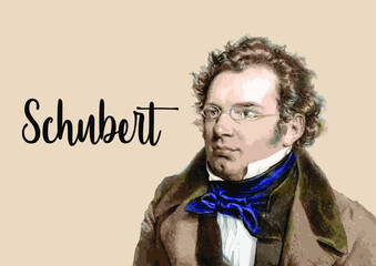 Franz Schubert - portrait of composer - obrazy, fototapety, plakaty