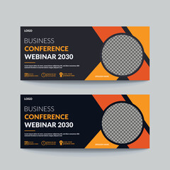 Business conference horizontal web banner.online Business finance or live conference banner design