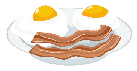 Fried Eggs Bacon Smile Cartoon