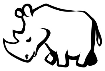 Rhino Cartoon Stencil