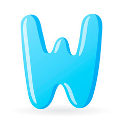 Vector isolated template cartoon letter W of the English alphabet.